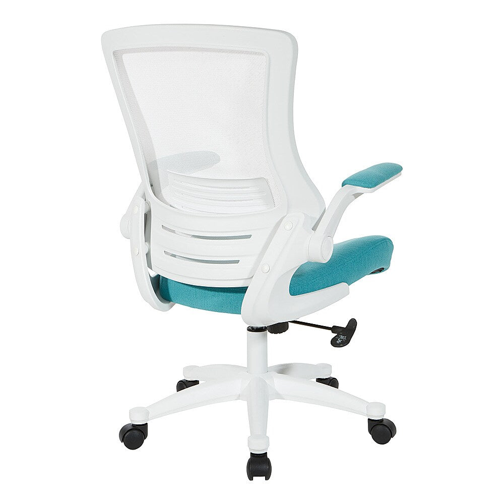 Office Star Products - White Screen Back Manager's Chair in White Turquoise Fabric - Linen Turquoise_4