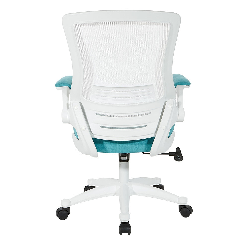 Office Star Products - White Screen Back Manager's Chair in White Turquoise Fabric - Linen Turquoise_5