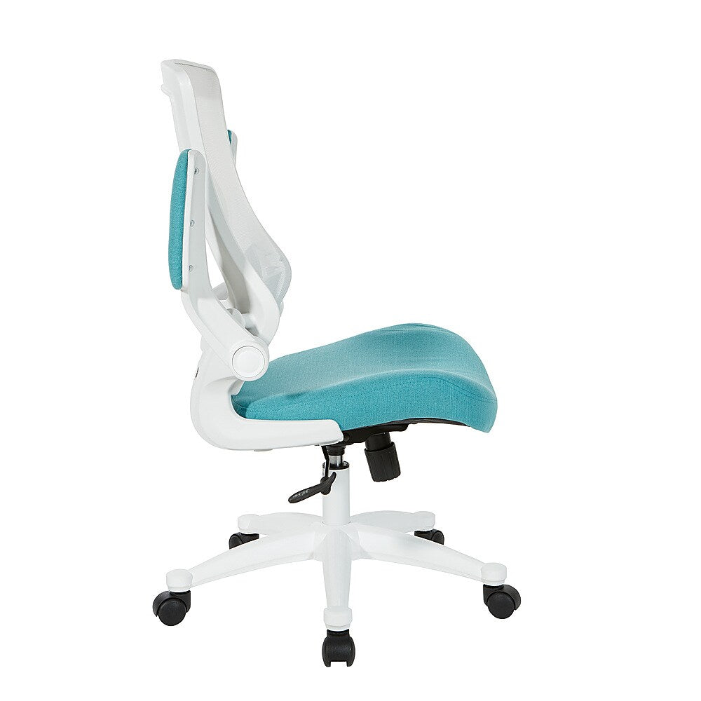 Office Star Products - White Screen Back Manager's Chair in White Turquoise Fabric - Linen Turquoise_3