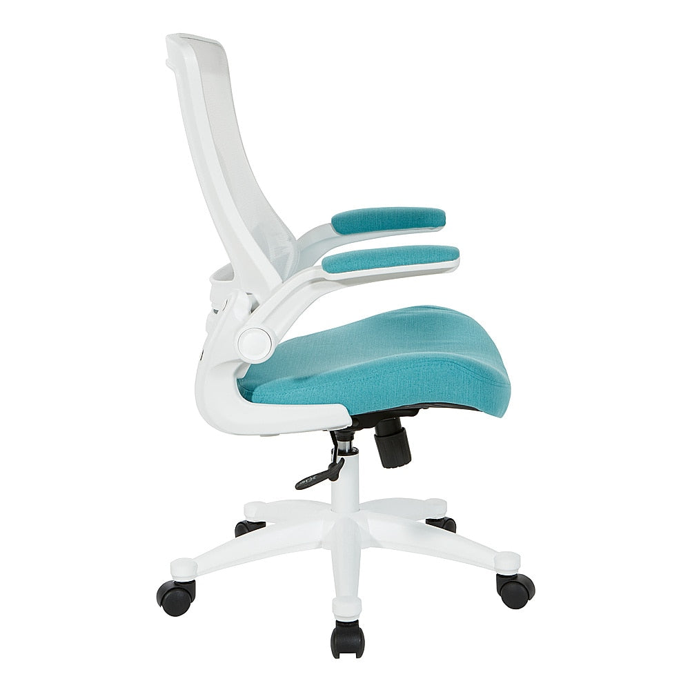 Office Star Products - White Screen Back Manager's Chair in White Turquoise Fabric - Linen Turquoise_2