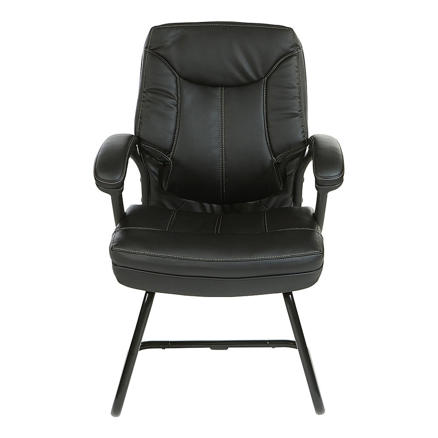 Office Star Products - Executive Faux Leather High Back Chair with Contrast Stitching - Black_0