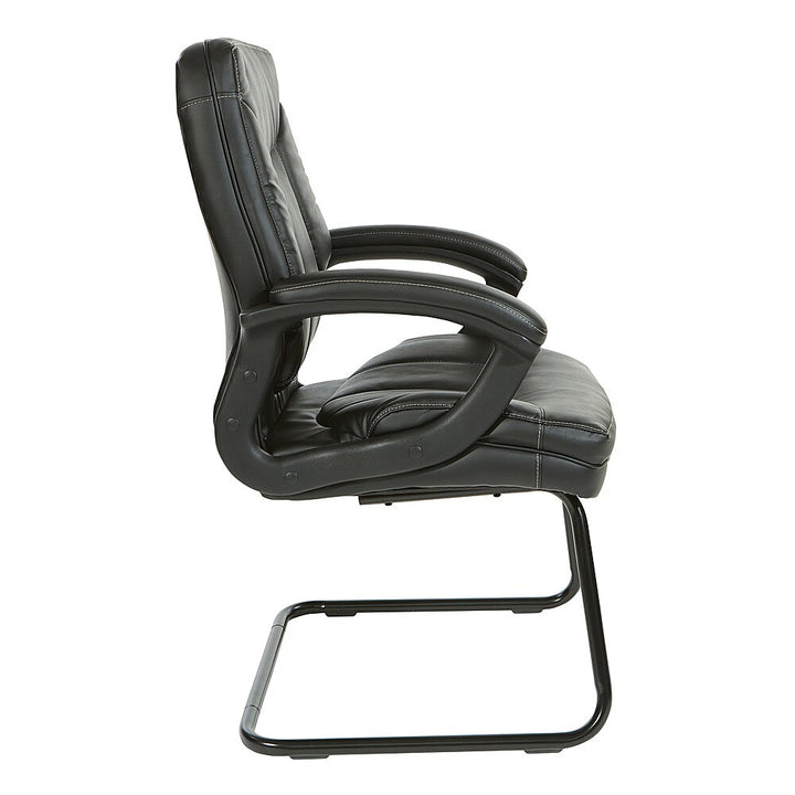 Office Star Products - Executive Faux Leather High Back Chair with Contrast Stitching - Black_2