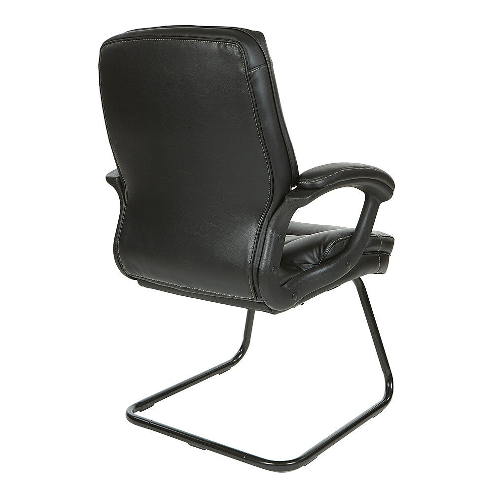 Office Star Products - Executive Faux Leather Visitor Chair with Contrast Stitching - Black_4