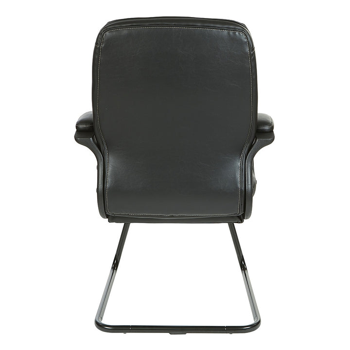 Office Star Products - Executive Faux Leather Visitor Chair with Contrast Stitching - Black_3