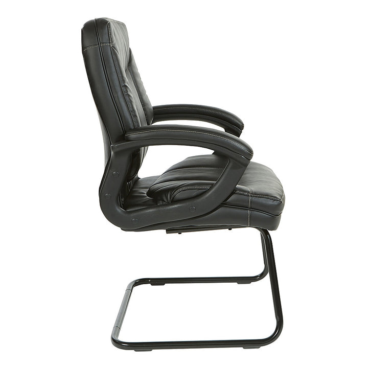 Office Star Products - Executive Faux Leather Visitor Chair with Contrast Stitching - Black_2