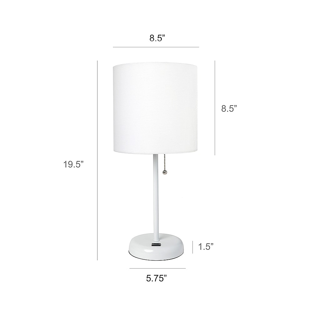 Limelights - Stick Lamp with USB charging port and Fabric Shade 2 Pack Set - White_2