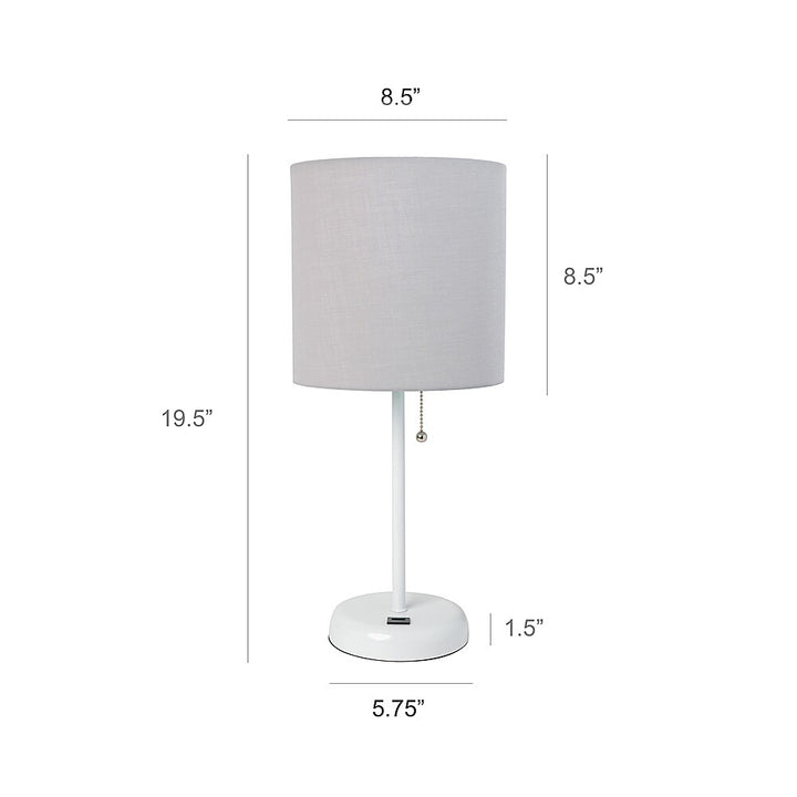 Limelights - Stick Lamp with USB charging port and Fabric Shade 2 Pack Set - White/Gray_2