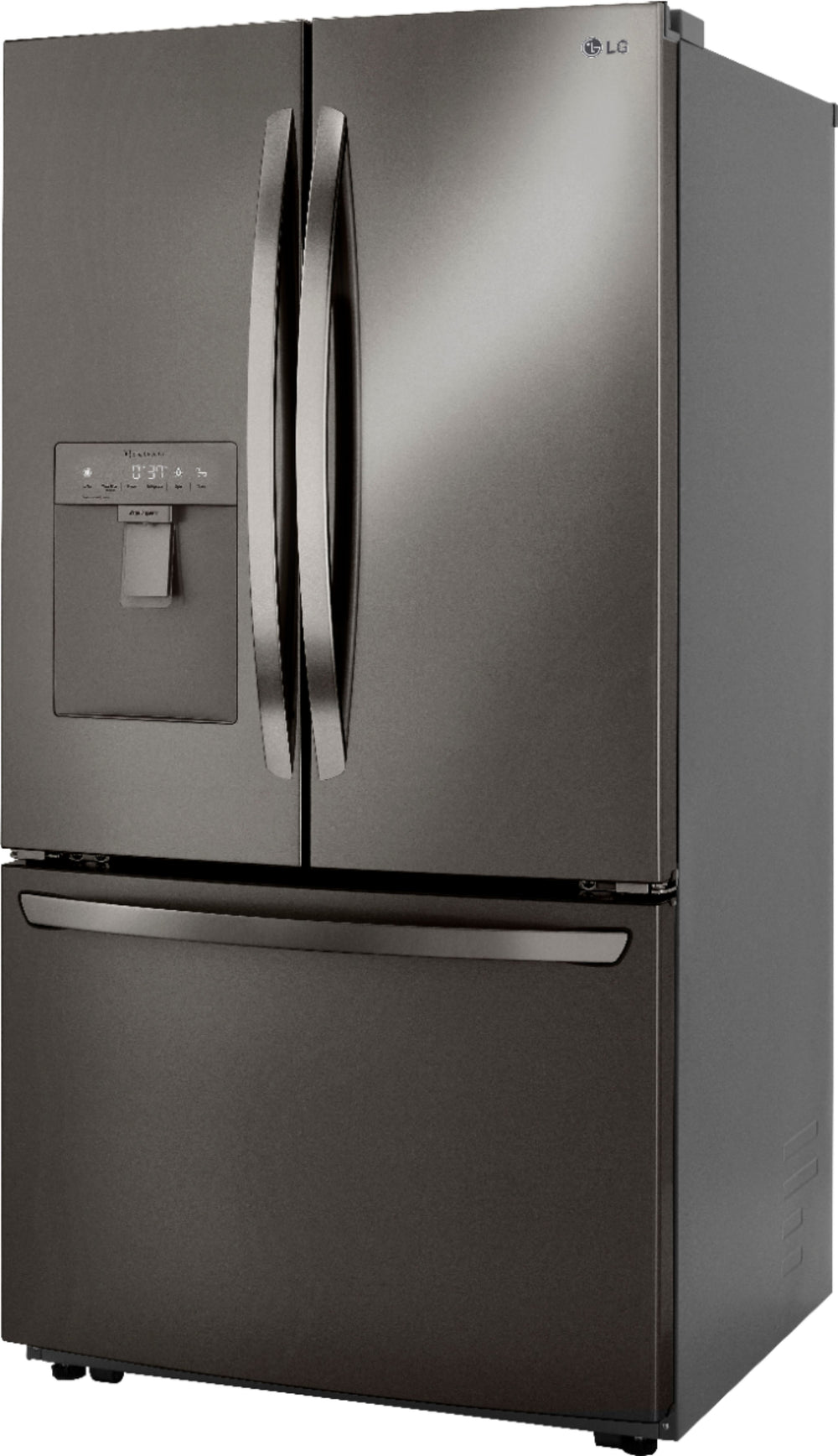 LG - 29 Cu. Ft. 3-Door French Door Smart Refrigerator with Ice Maker and External Water Dispenser - Black stainless steel_1