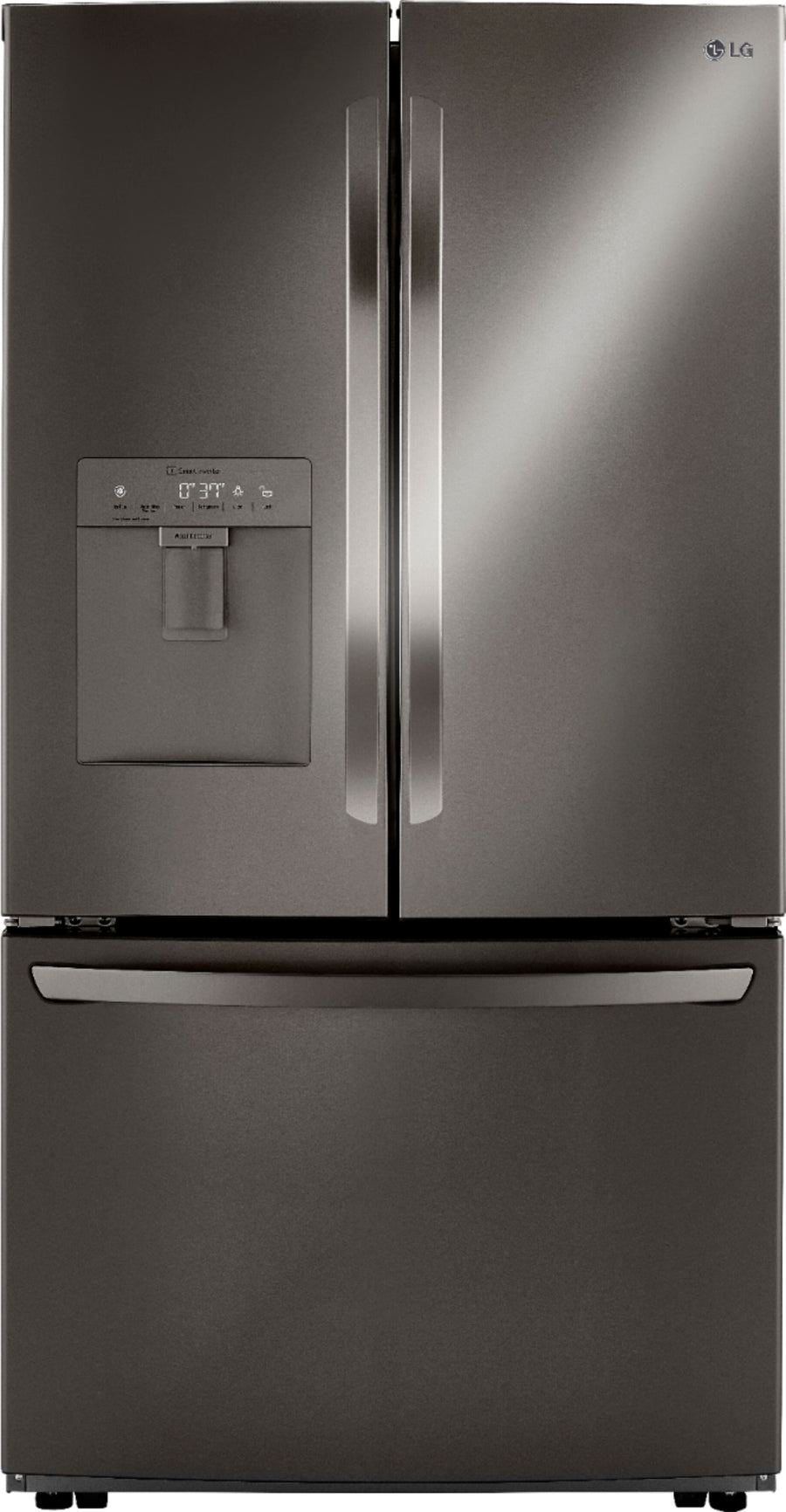 LG - 29 Cu. Ft. 3-Door French Door Smart Refrigerator with Ice Maker and External Water Dispenser - Black stainless steel_0