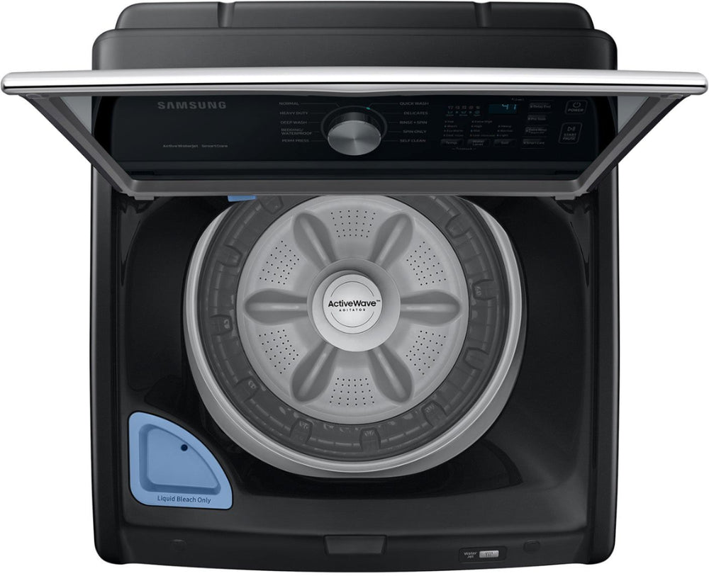 Samsung - 4.4 cu. ft. High-Efficiency Top Load Washer with ActiveWave Agitator and Active WaterJet - Brushed black_1