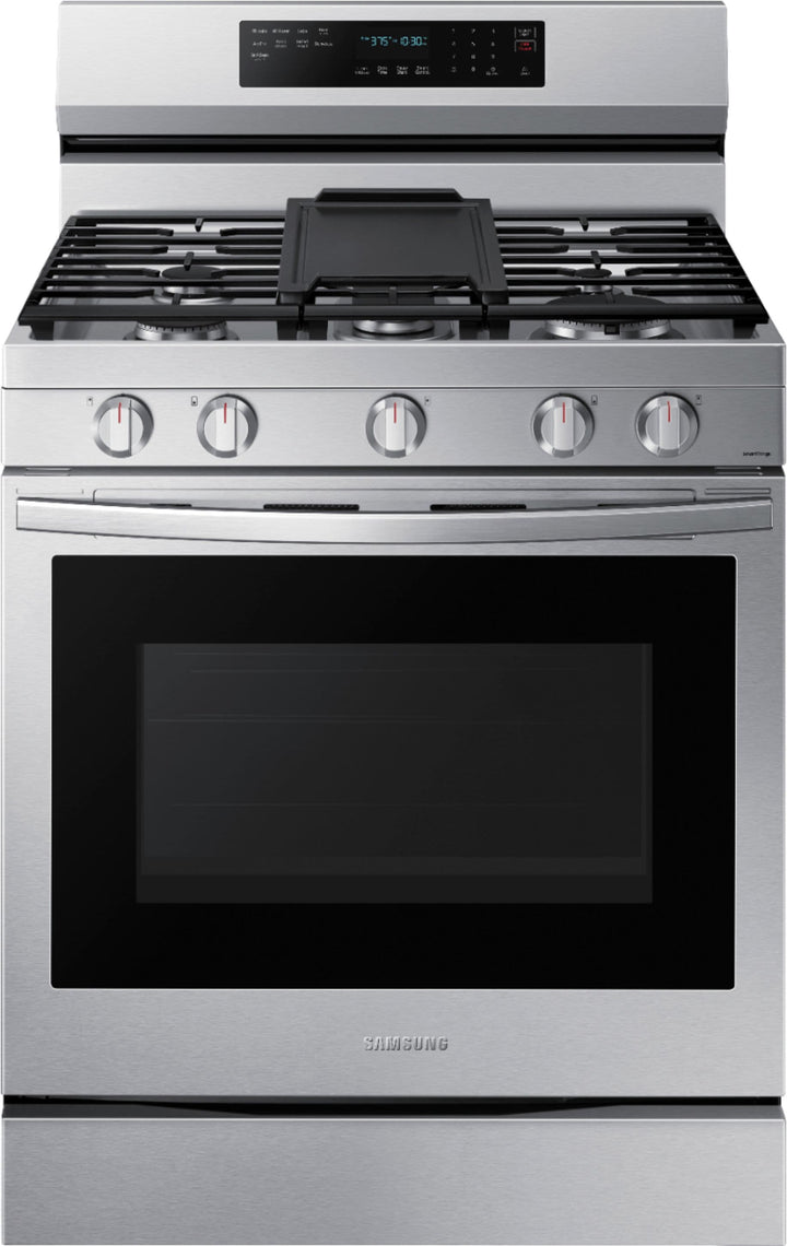 Samsung - 6.0 Cu. Ft. Freestanding Gas Convection+ Range with WiFi and No-Preheat Air Fry - Stainless steel_0