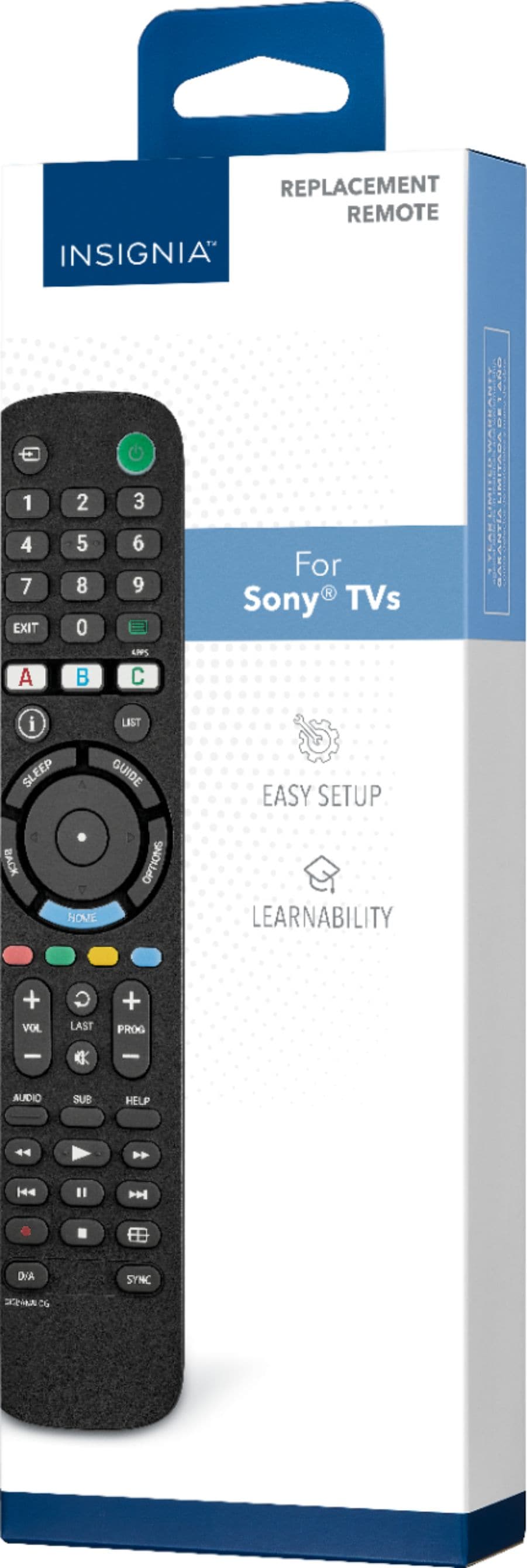 Insignia™ - Replacement Remote for Sony TVs - Black_1
