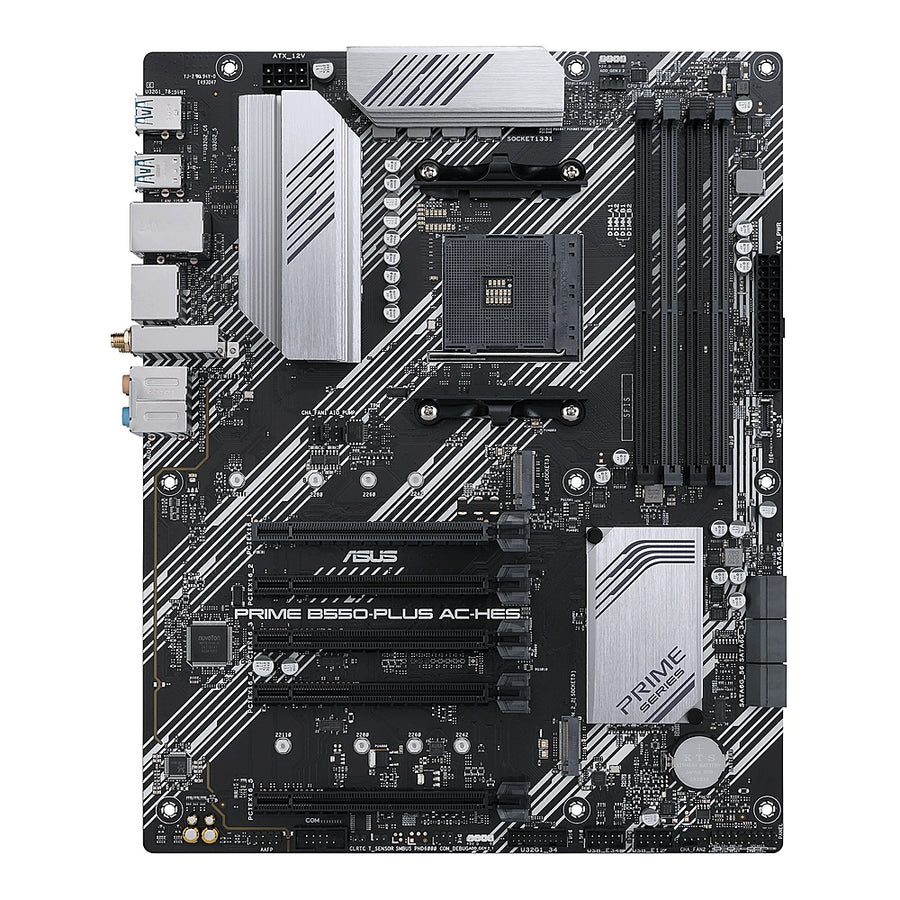ASUS - PRIME B550 Plus (AM4 Socket) USB 3.2 AMD Motherboard - Black - Black_0