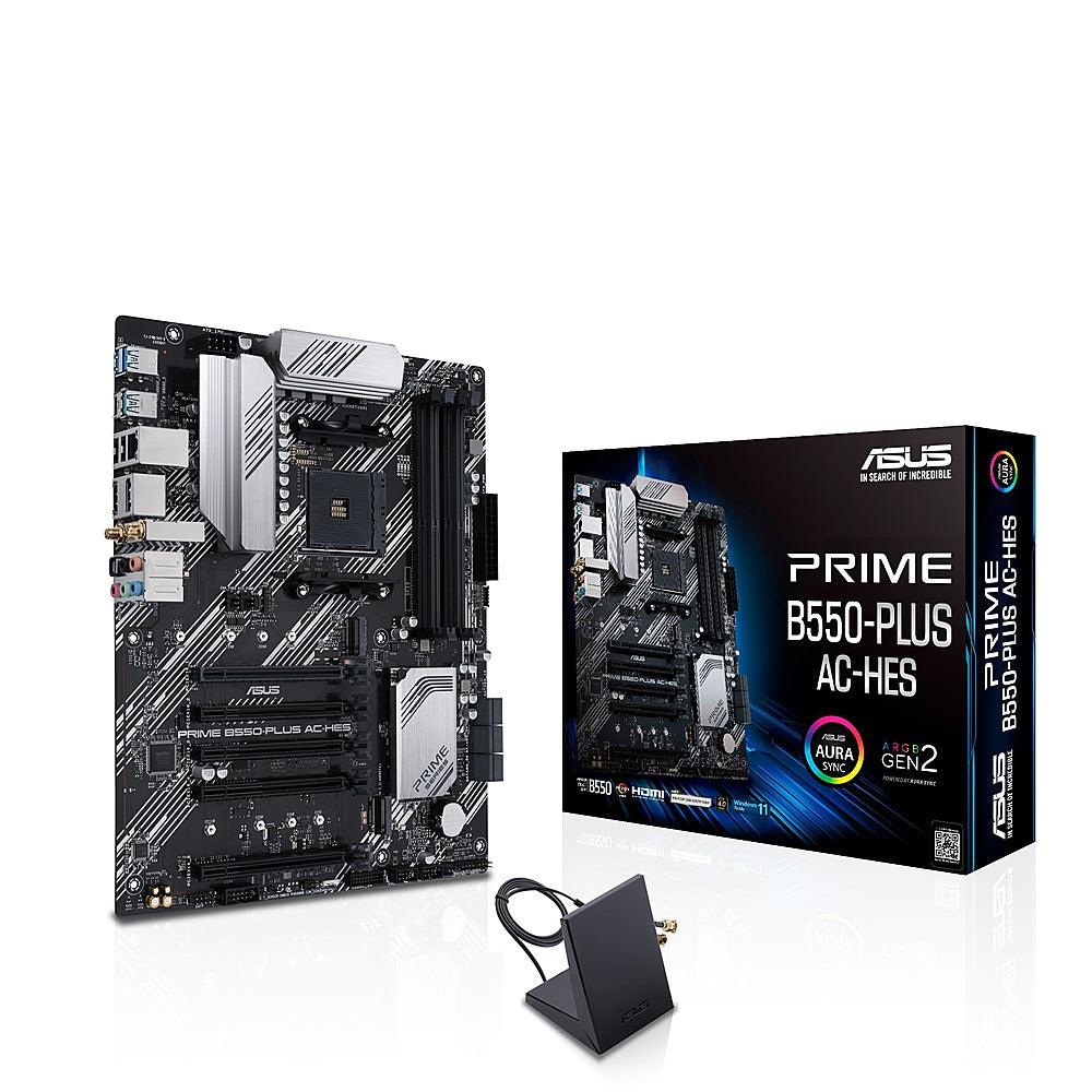 ASUS - PRIME B550 Plus (AM4 Socket) USB 3.2 AMD Motherboard - Black - Black_2