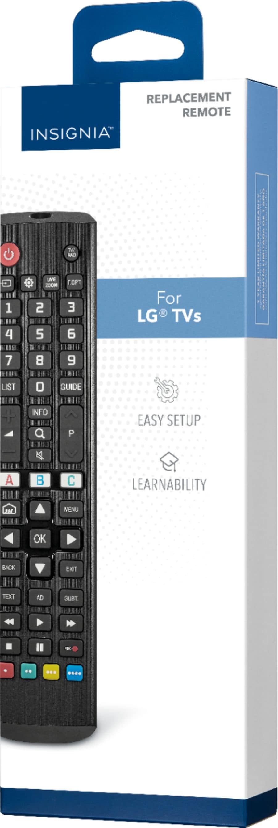 Insignia™ - Replacement Remote for LG TVs - Black_1