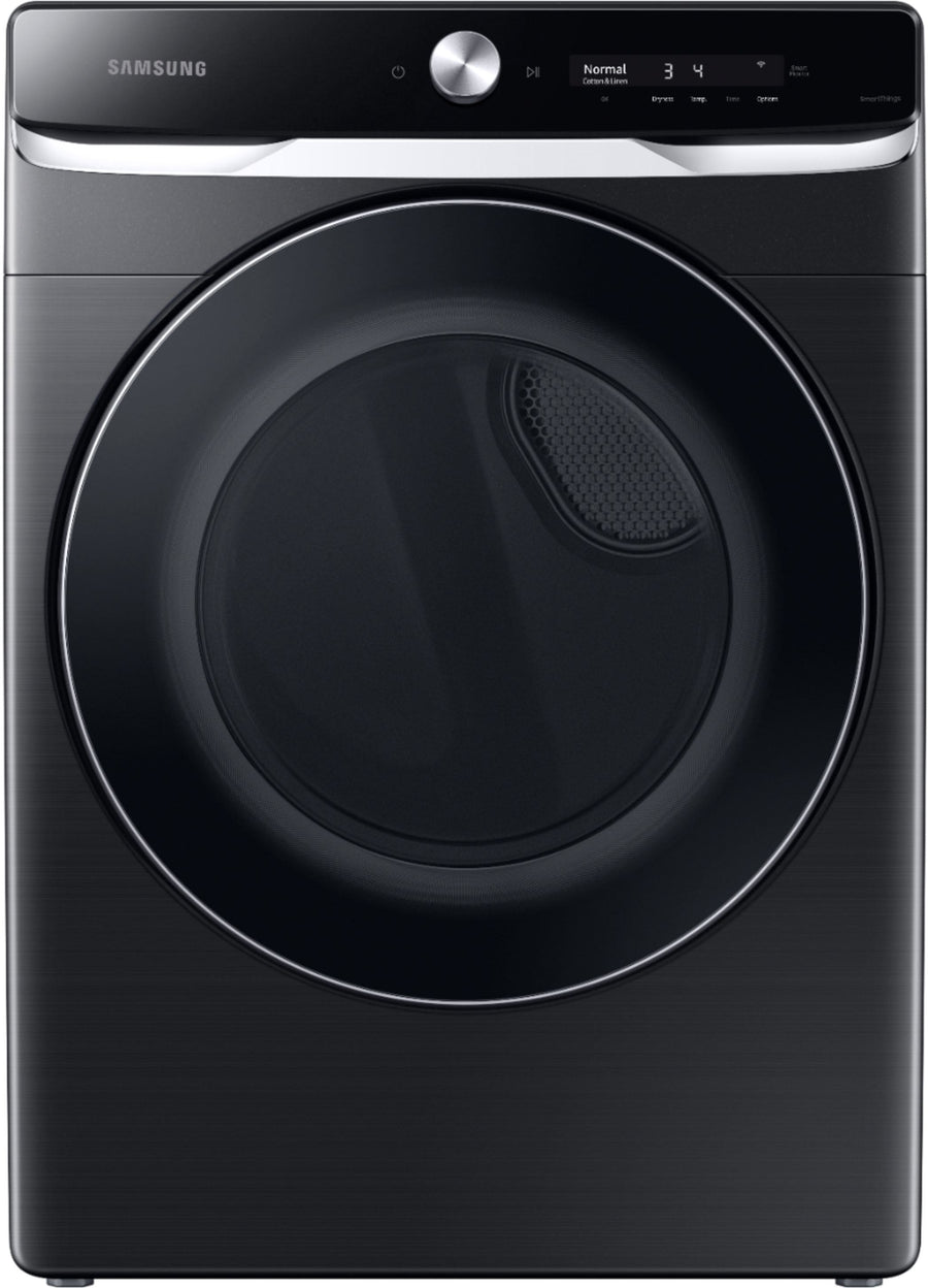 Samsung - 7.5 Cu. Ft. Stackable Smart Gas Dryer with Steam and Super Speed Dry - Brushed black_0