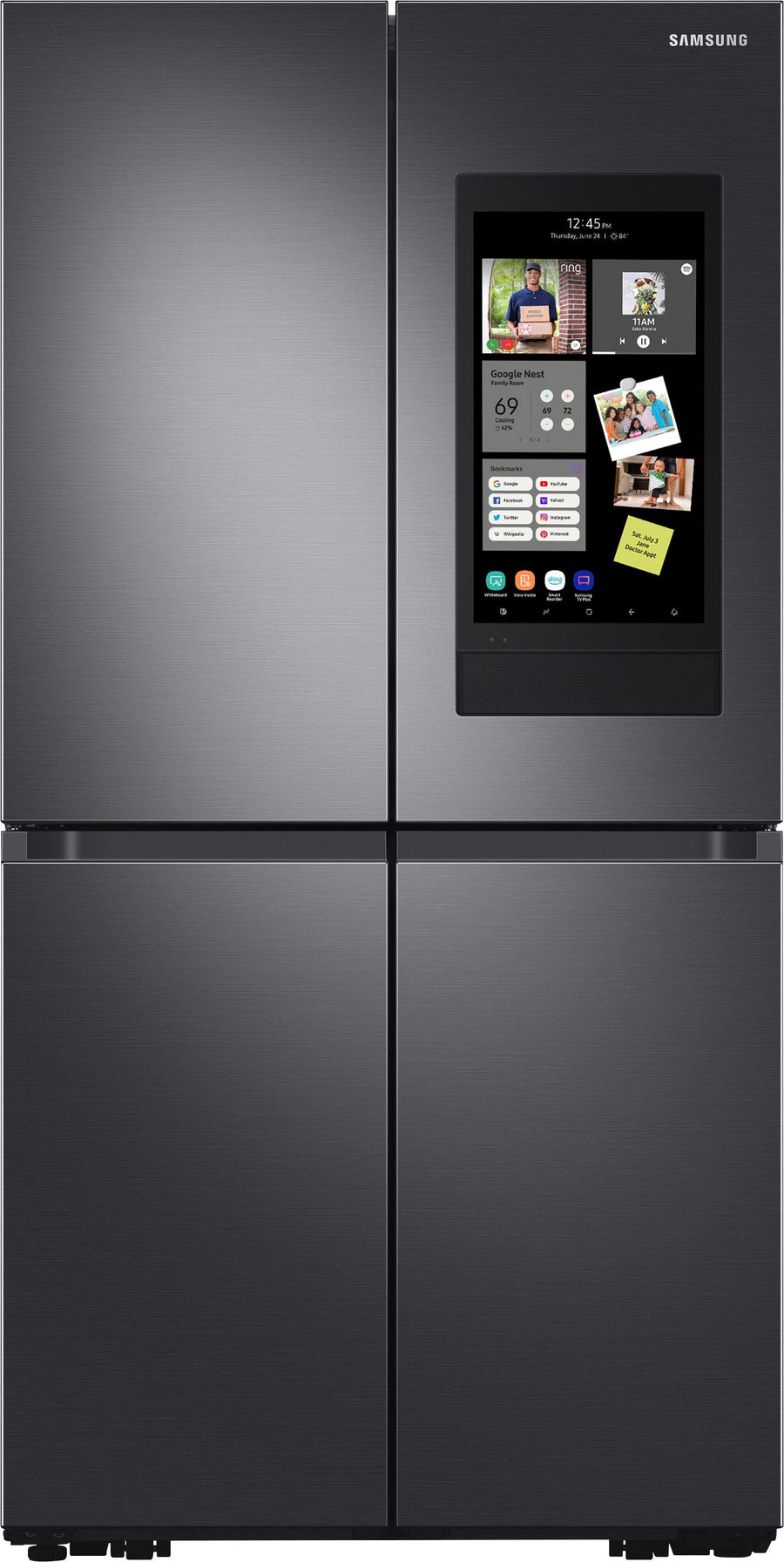 Samsung - 23 cu. ft. Smart Counter Depth 4-Door Flex™ Refrigerator with Family Hub™ & Beverage Center - Black stainless steel_0