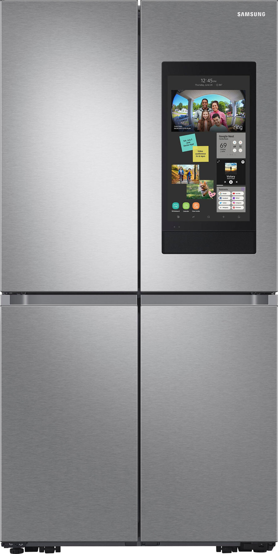Samsung - 23 cu. ft. Smart Counter Depth 4-Door Flex™ Refrigerator with Family Hub™ & Beverage Center - Stainless steel_0