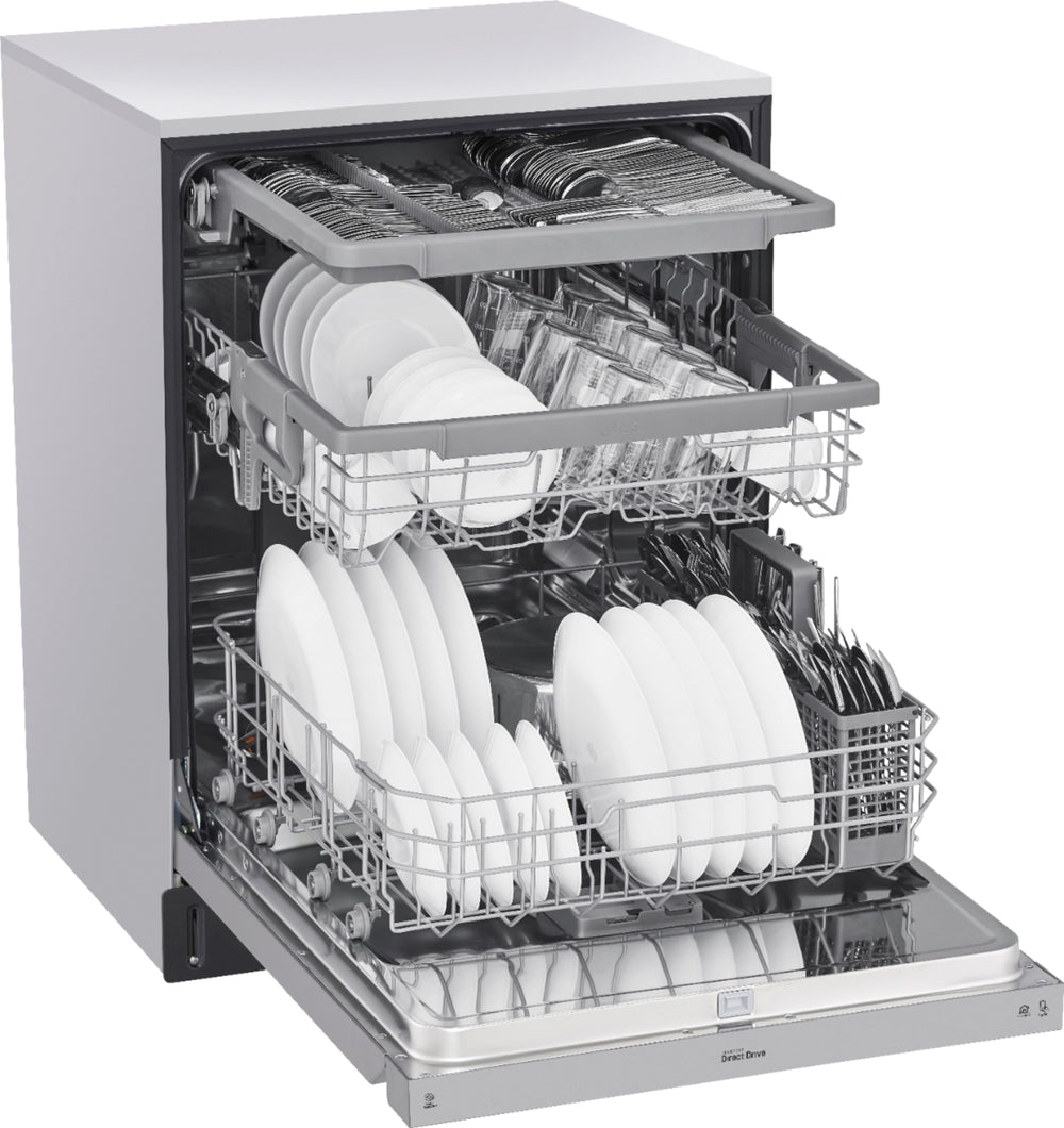 LG - 24" Front Control Smart Built-In Stainless Steel Tub Dishwasher with 3rd Rack, Quadwash, and 48dba - Stainless steel_1