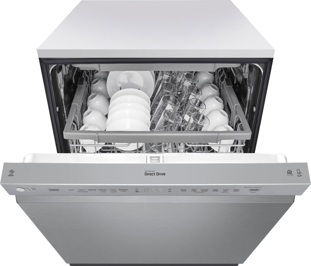 LG - 24" Front Control Smart Built-In Stainless Steel Tub Dishwasher with 3rd Rack, Quadwash, and 48dba - Stainless steel_2