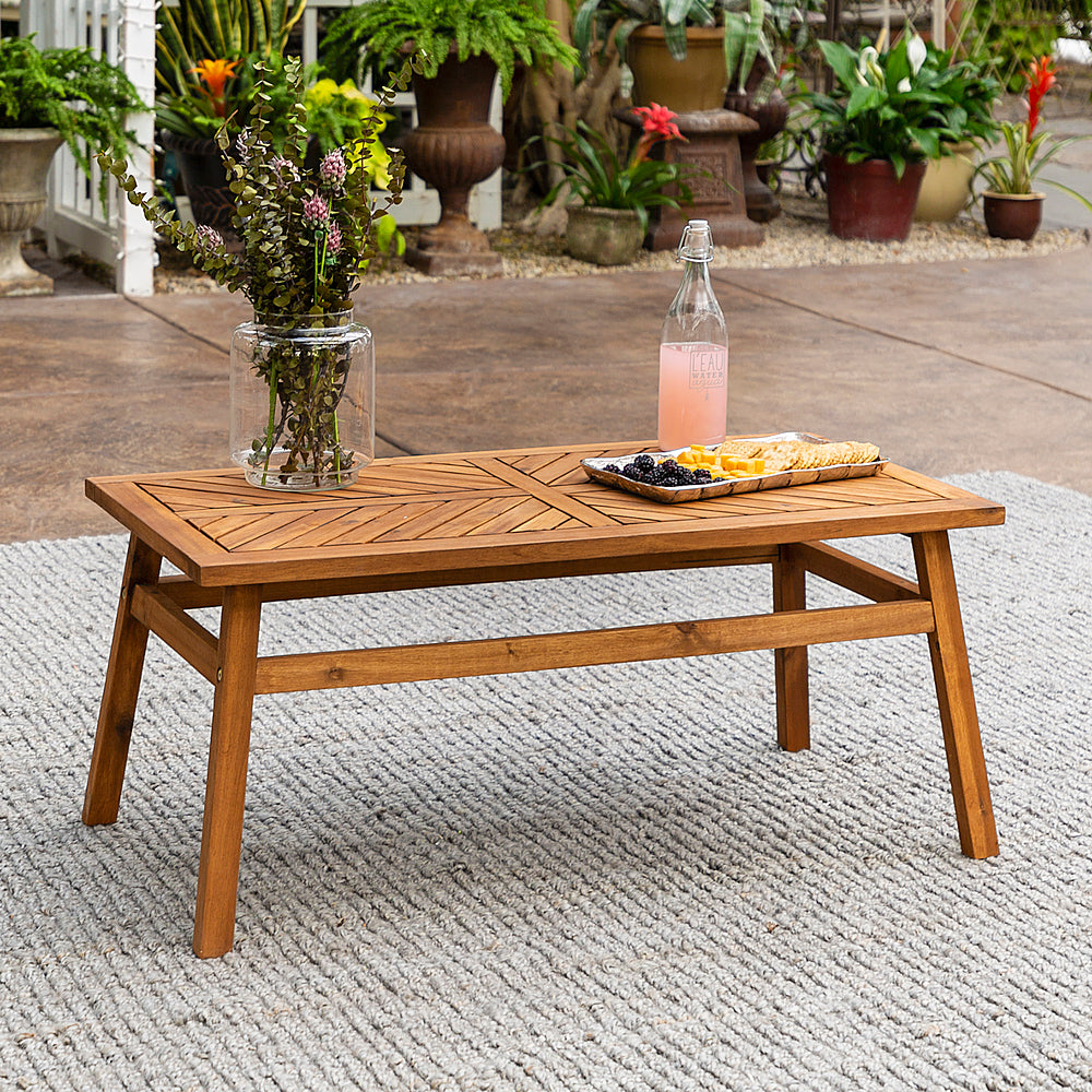 Walker Edison - Windsor Acacia Wood Outdoor Coffee Table - Brown_4