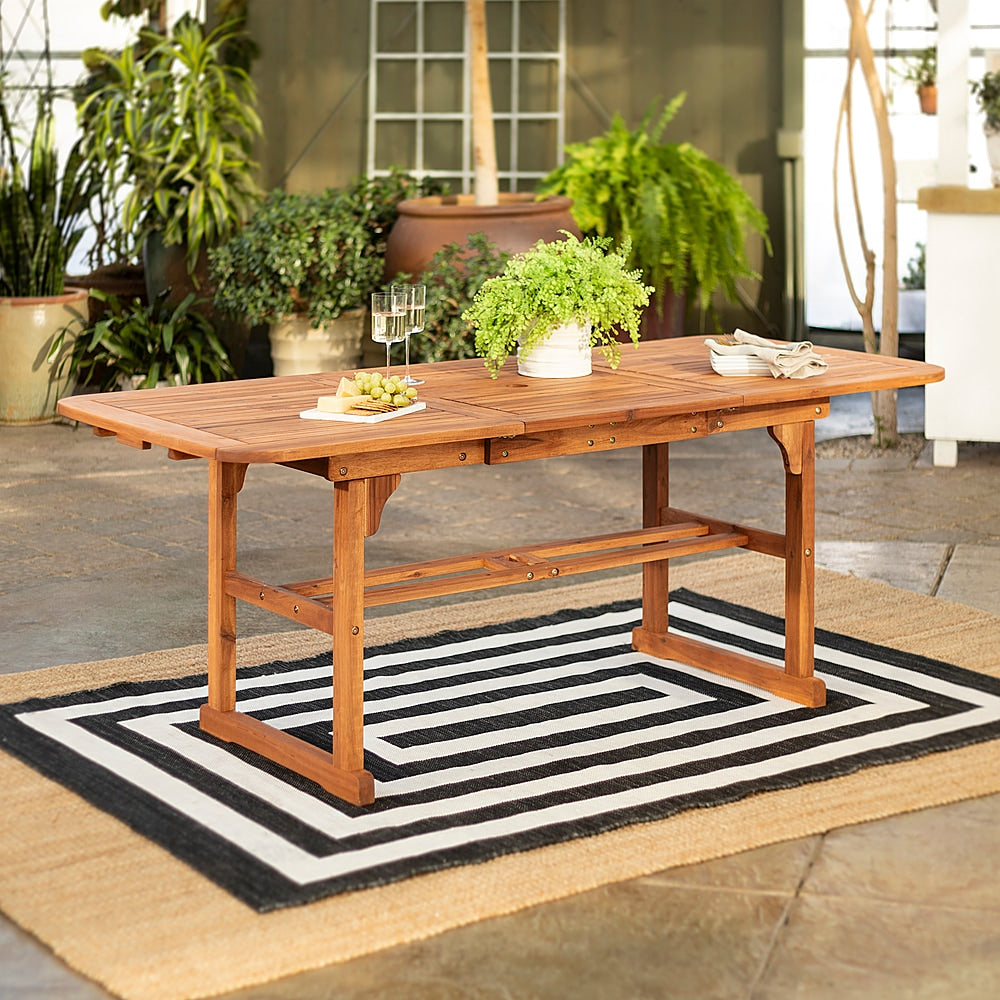 Walker Edison - Cypress Acacia Wood Outdoor Dining Table - Brown_4