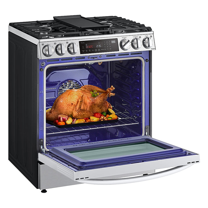 LG - 6.3 Cu. Ft. Slide-In Gas Convection Range with EasyClean, InstaView and ThinQ Technology - Stainless steel_18