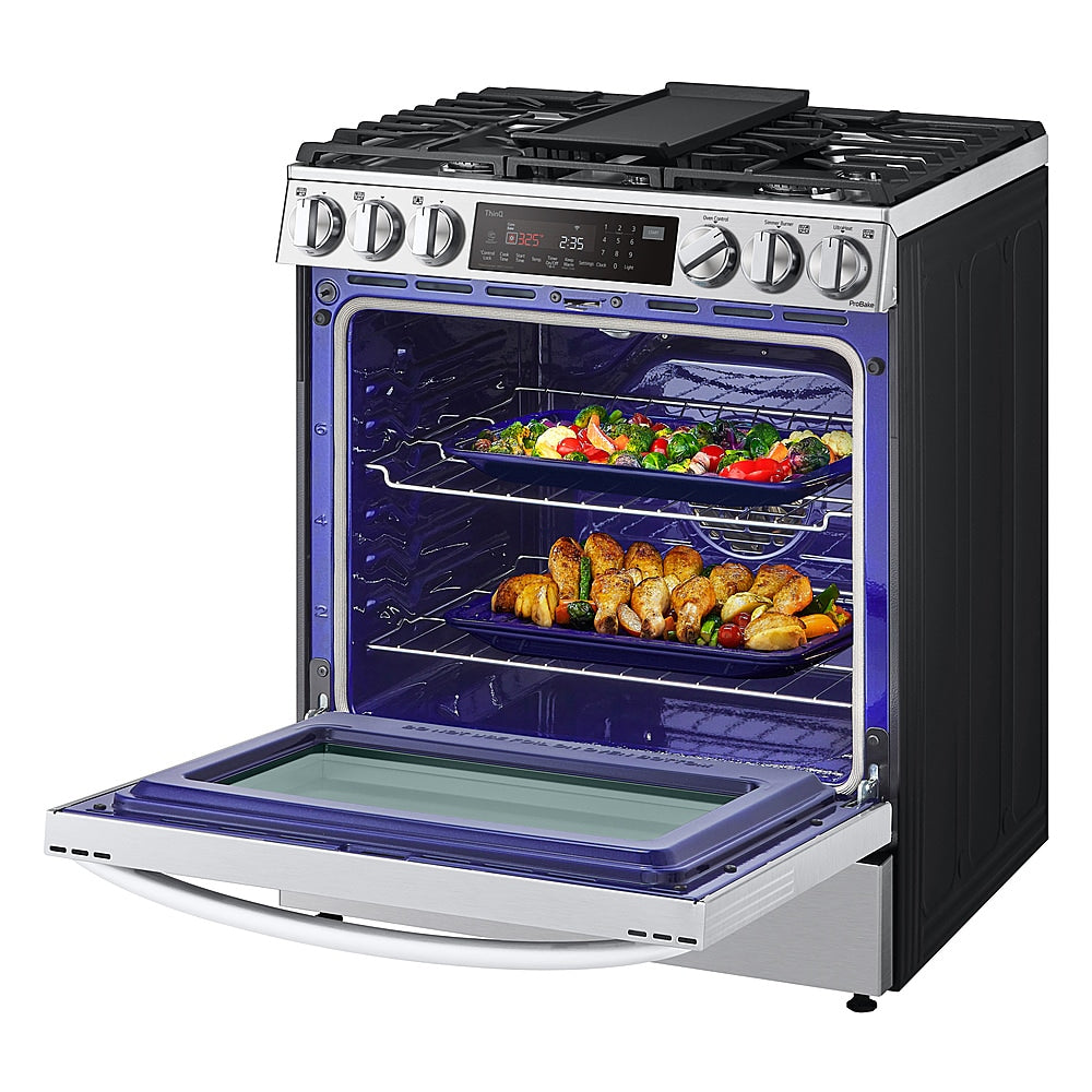 LG - 6.3 Cu. Ft. Slide-In Gas Convection Range with EasyClean, InstaView and ThinQ Technology - Stainless steel_15
