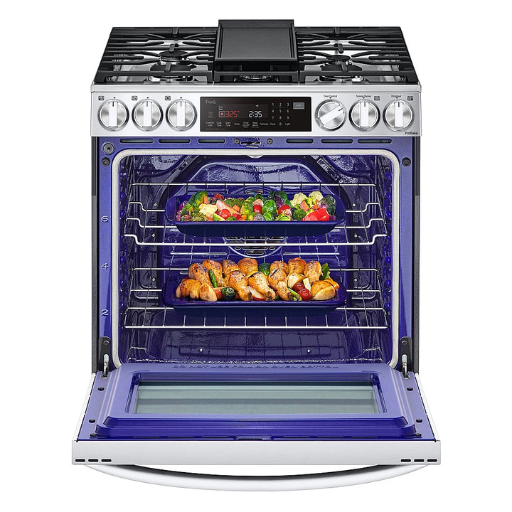 LG - 6.3 Cu. Ft. Slide-In Gas Convection Range with EasyClean, InstaView and ThinQ Technology - Stainless steel_14