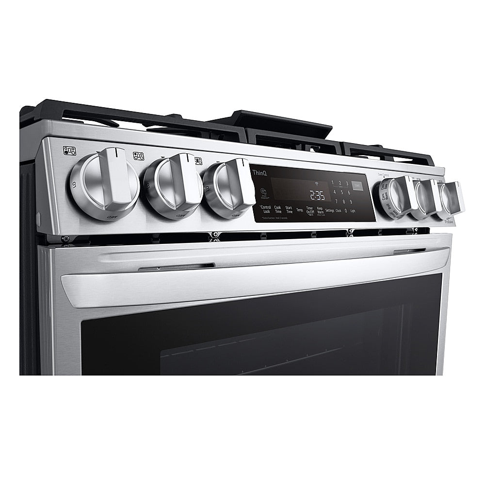 LG - 6.3 Cu. Ft. Slide-In Gas Convection Range with EasyClean, InstaView and ThinQ Technology - Stainless steel_4