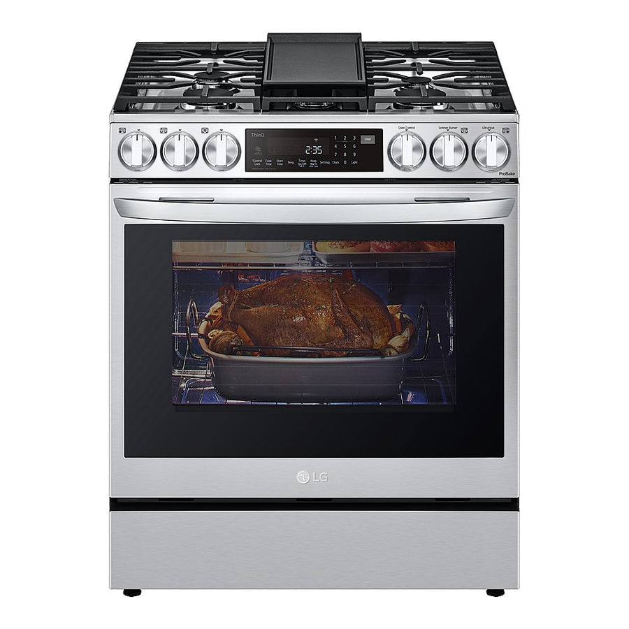 LG - 6.3 Cu. Ft. Slide-In Gas Convection Range with EasyClean, InstaView and ThinQ Technology - Stainless steel_0