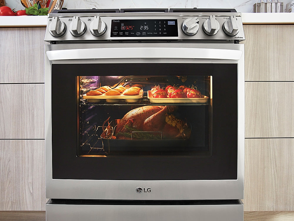 LG - 6.3 Cu. Ft. Slide-In Gas Convection Range with EasyClean, InstaView and ThinQ Technology - Stainless steel_2