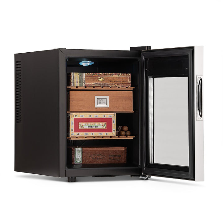 NewAir - 250 Count Electric Cigar Humidor Wineador with Opti-Temp™ Heating and Cooling Function, Spanish Cedar Shelves - Stainless steel_5
