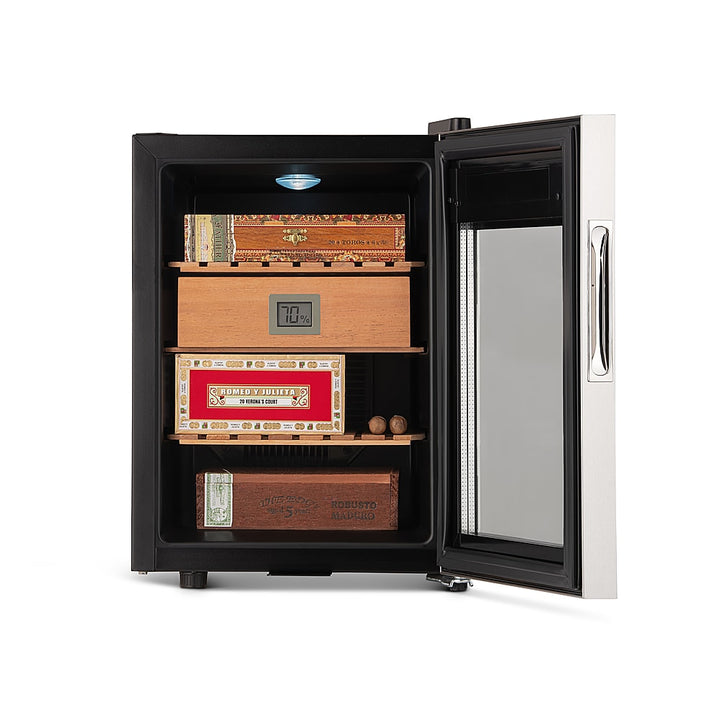 NewAir - 250 Count Electric Cigar Humidor Wineador with Opti-Temp™ Heating and Cooling Function, Spanish Cedar Shelves - Stainless steel_4