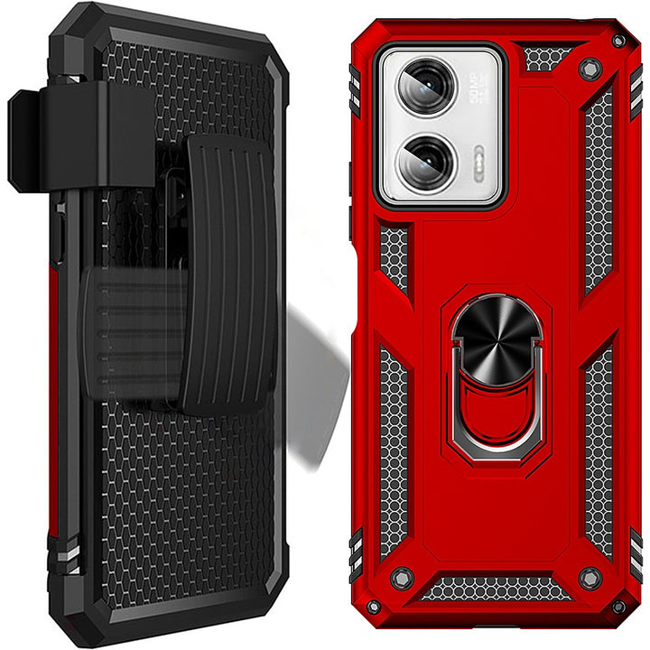 SaharaCase - Military Kickstand Series with Belt Clip Case for Motorola G Power 5G (2023) - Red_6