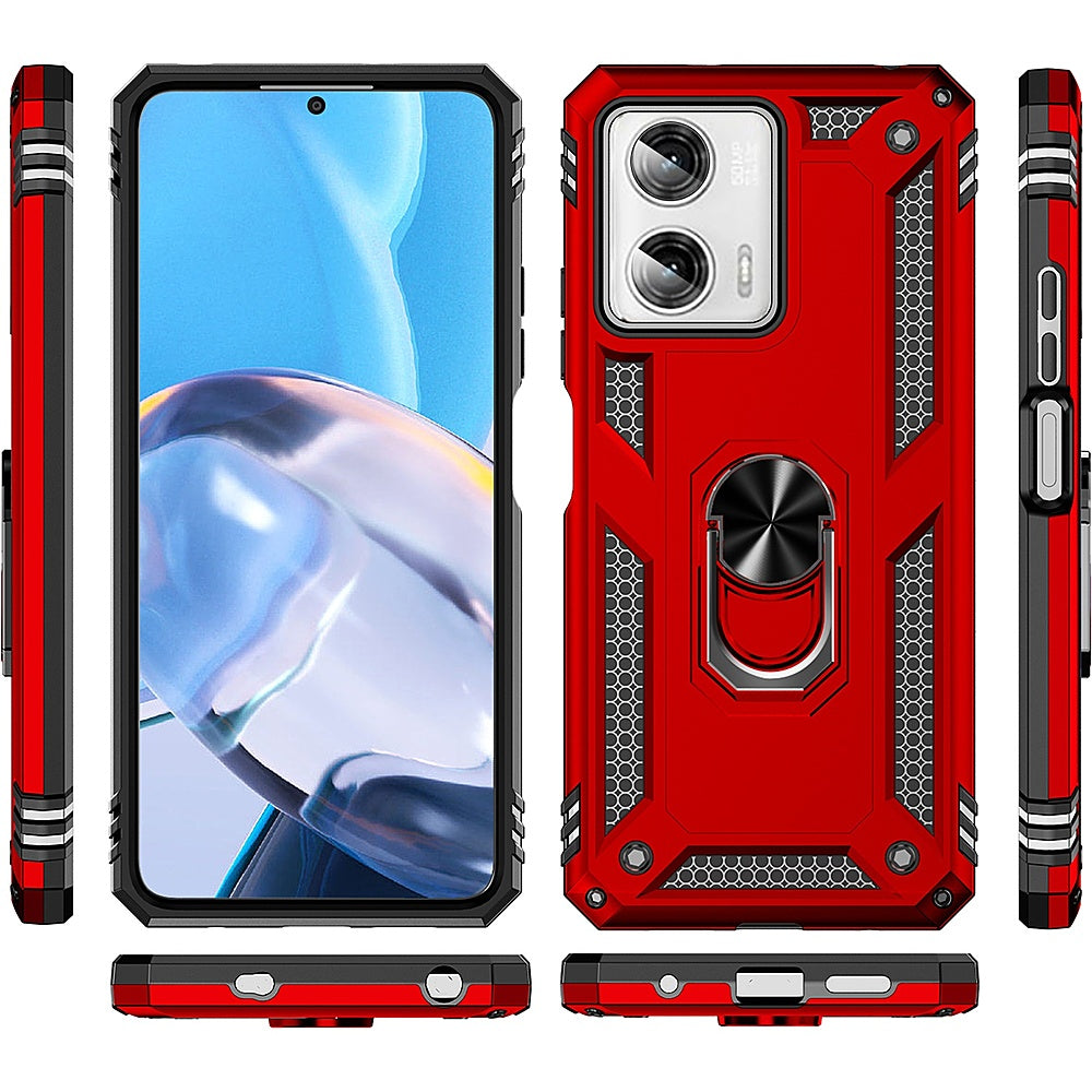 SaharaCase - Military Kickstand Series with Belt Clip Case for Motorola G Power 5G (2023) - Red_5