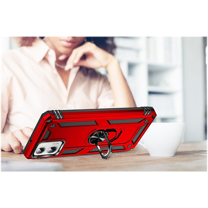 SaharaCase - Military Kickstand Series with Belt Clip Case for Motorola G Power 5G (2023) - Red_3