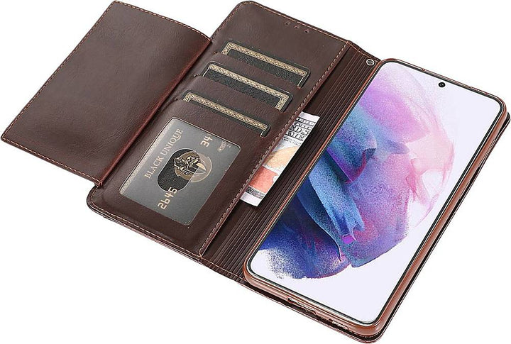 SaharaCase - Folio Wallet Case for Samsung Galaxy S21 Ultra 5G - Brown_1