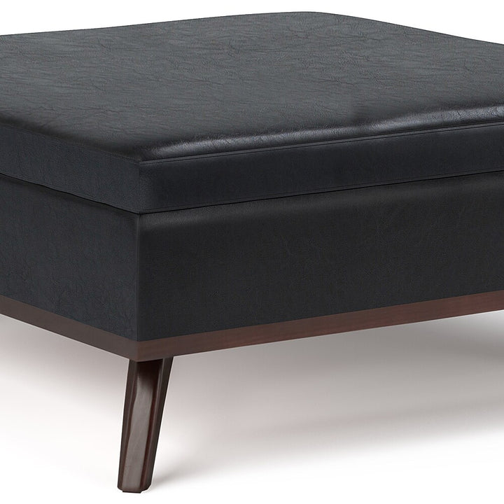 Simpli Home - Owen 36 inch Wide Mid Century Modern Square Coffee Table Storage Ottoman - Midnight Black_4