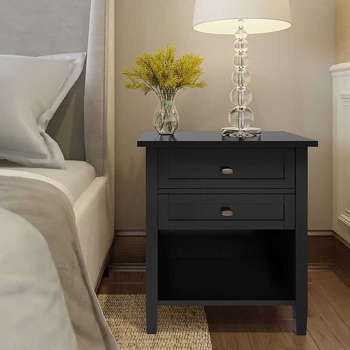 Simpli Home - Warm Shaker SOLID WOOD 24 inch Wide Transitional Bedside Nightstand Table in - Black_6