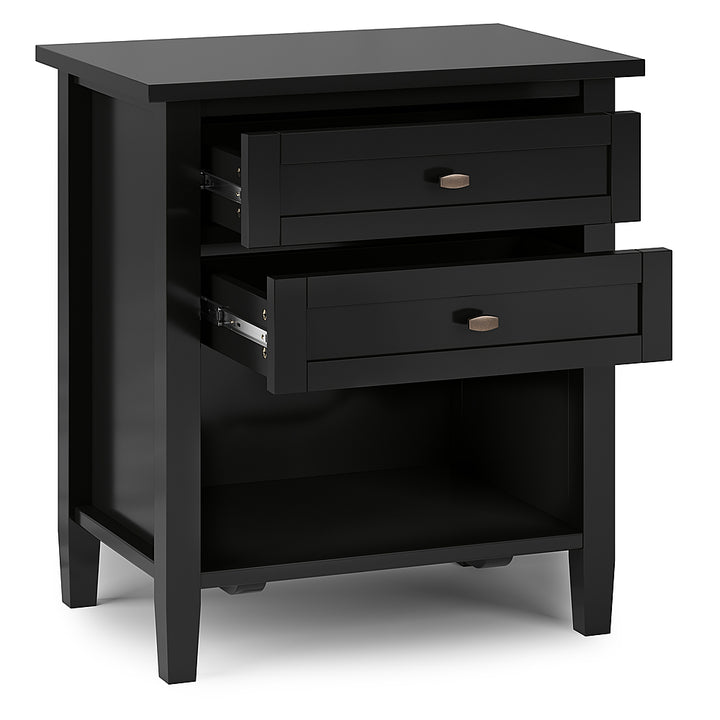 Simpli Home - Warm Shaker SOLID WOOD 24 inch Wide Transitional Bedside Nightstand Table in - Black_2