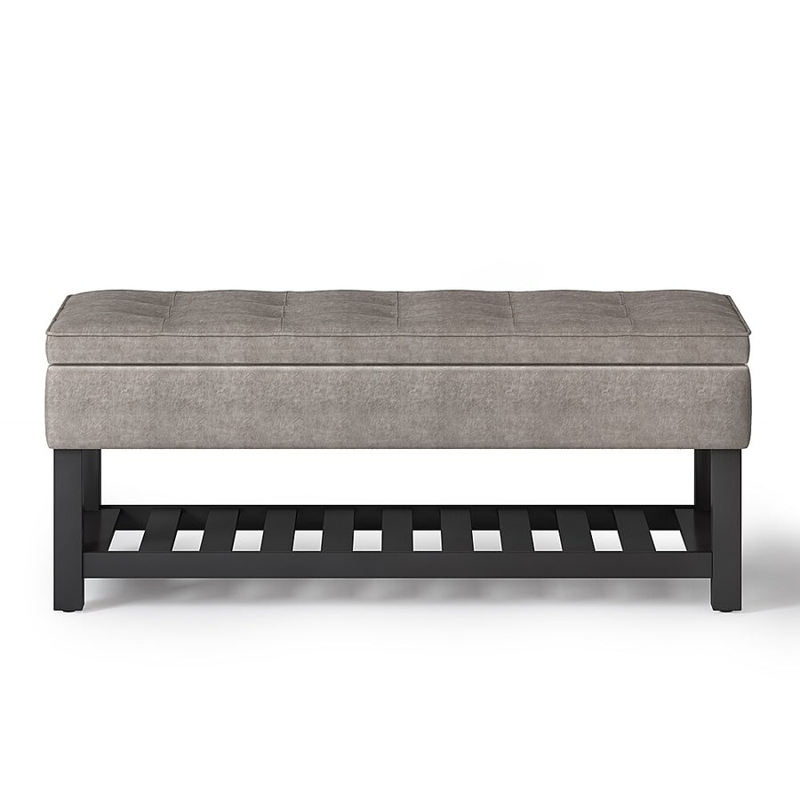 Simpli Home - Cosmopolitan 44 inch Wide Traditional Rectangle Storage Ottoman Bench with Open Bottom - Distressed Grey Taupe_0