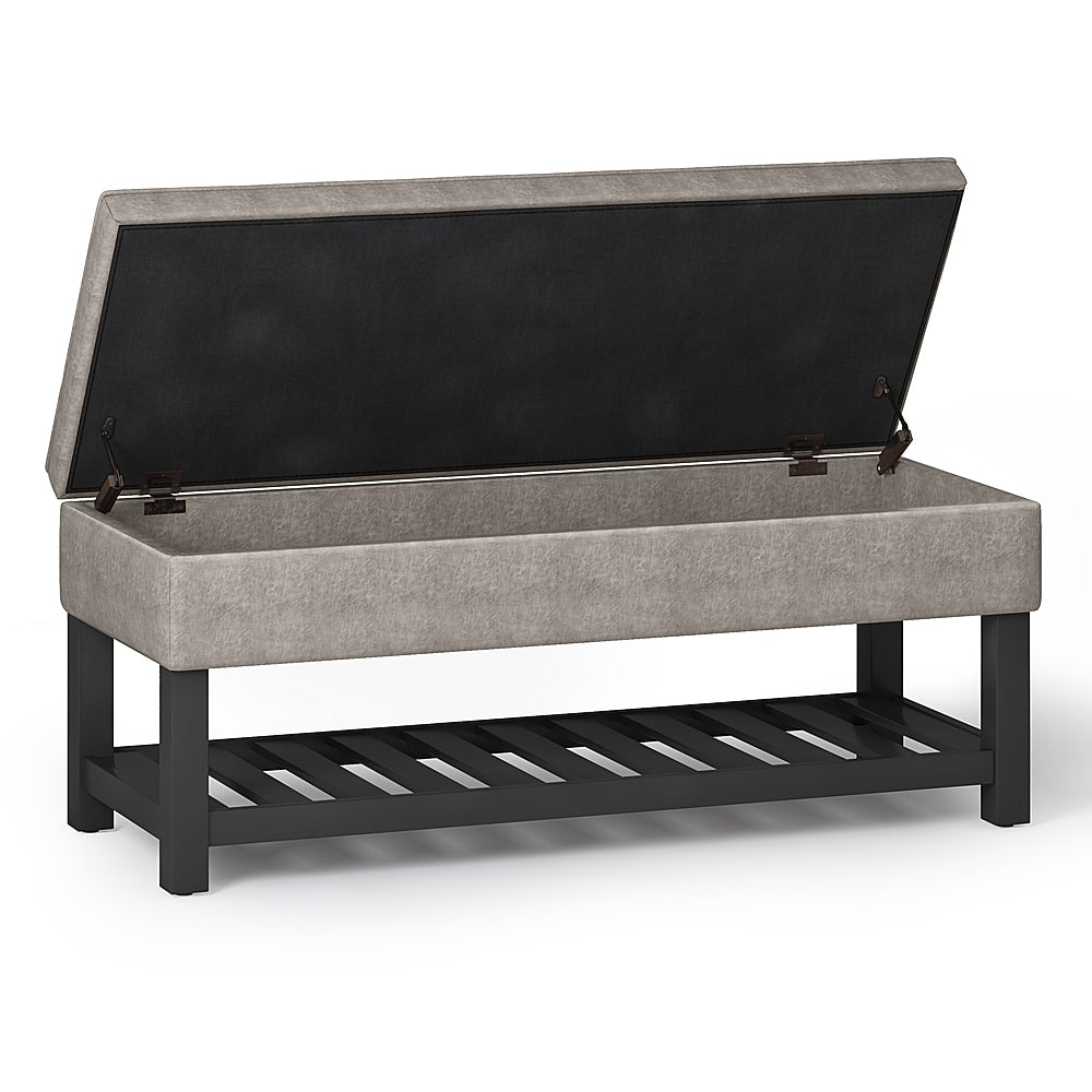 Simpli Home - Cosmopolitan 44 inch Wide Traditional Rectangle Storage Ottoman Bench with Open Bottom - Distressed Grey Taupe_2