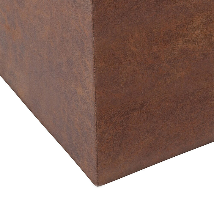 Simpli Home - Rockwood 17 inch Wide Contemporary Square Cube Storage Ottoman with Tray - Distressed Saddle Brown_3