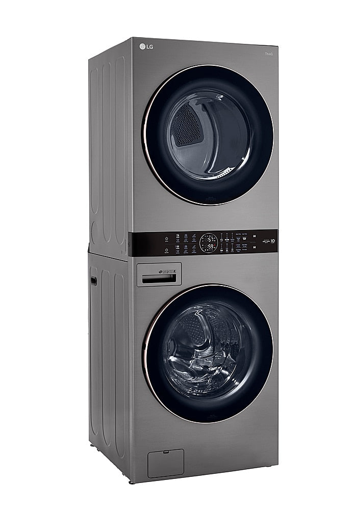 LG - 4.5 Cu. Ft. HE Smart Front Load Washer and 7.4 Cu. Ft. Gas Dryer WashTower with Built-In Intelligence - Graphite steel_1
