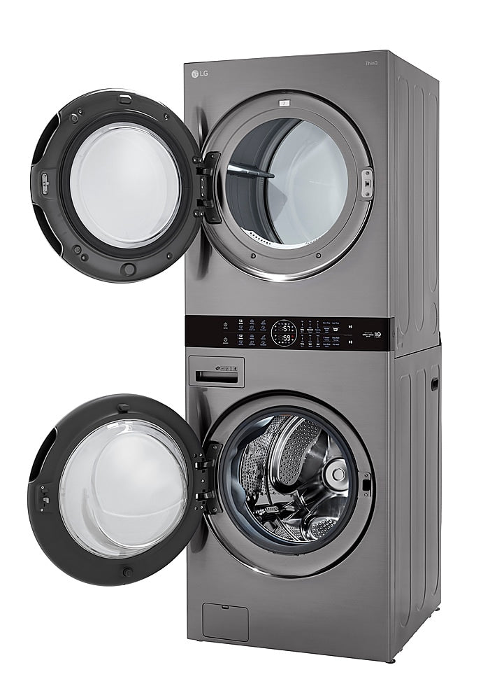 LG - 4.5 Cu. Ft. HE Smart Front Load Washer and 7.4 Cu. Ft. Gas Dryer WashTower with Built-In Intelligence - Graphite steel_3
