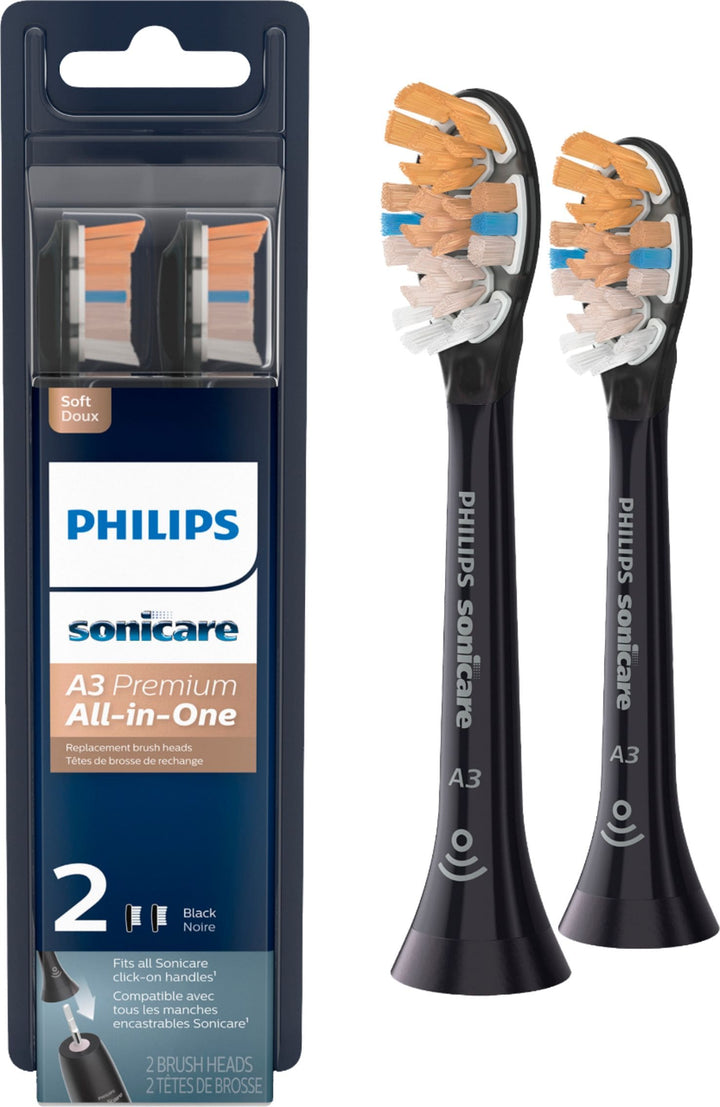 Philips Sonicare - Premium All-in-One (A3) Replacement Toothbrush Heads, (2-pack) - Black_0