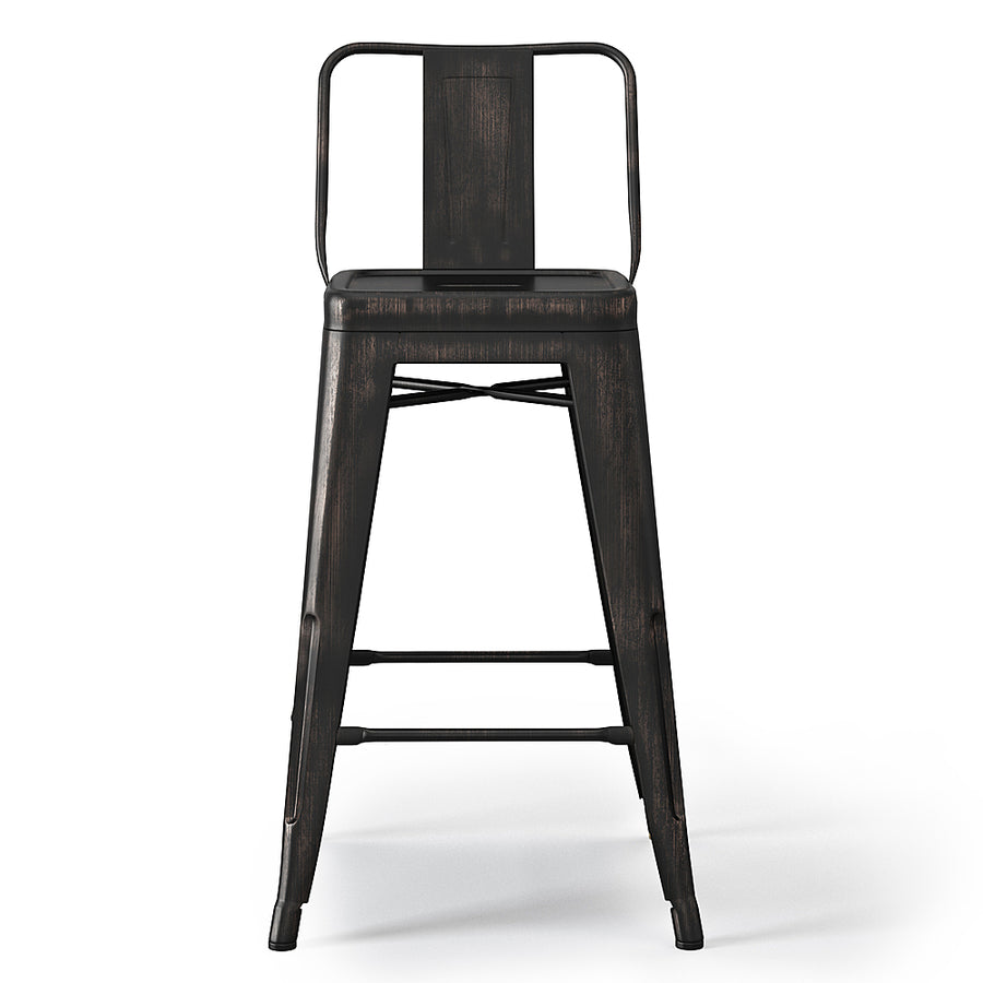 Simpli Home - Rayne Industrial Metal 24 inch Counter Height Stool (Set of 2) in - Distressed Black_0