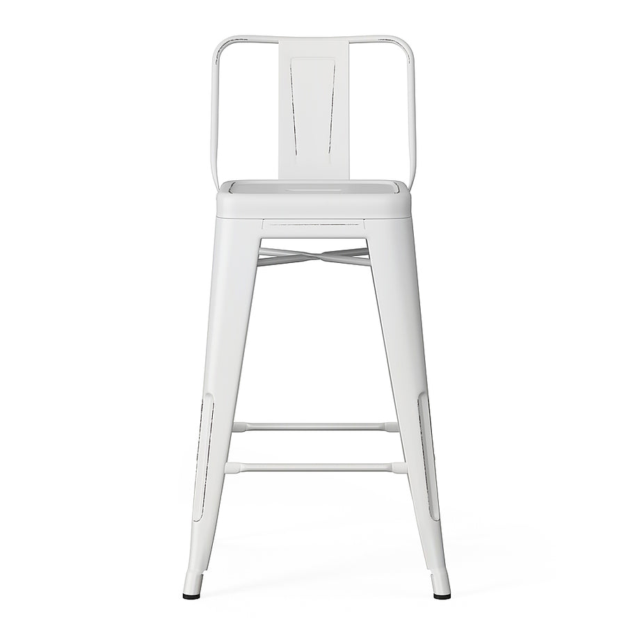 Simpli Home - Rayne Industrial Metal 24 inch Counter Height Stool (Set of 2) in - Distressed White_0