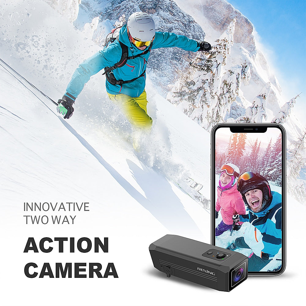 Rexing - A1 Front and Back 1080p Waterproof Action Camera with Wi-Fi - Black_6